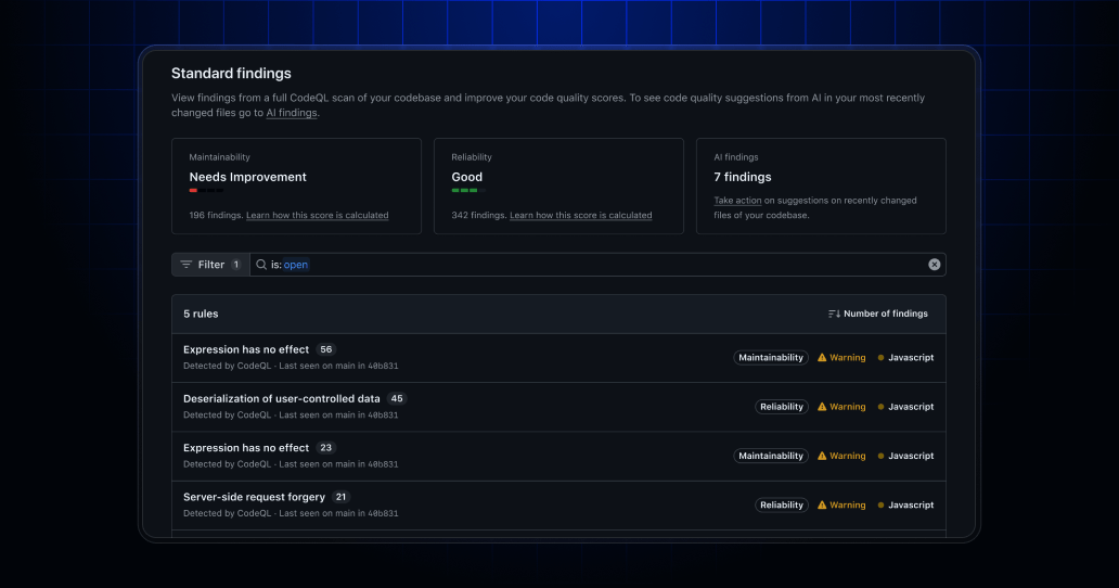 GitHub Code Quality: Improvements to standard findings in public ...