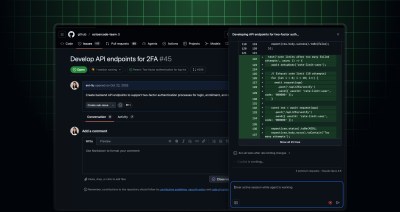 A GitHub issue with the agent session side panel open