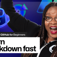 Decorative header image with the words 'Learn Markdown fast'