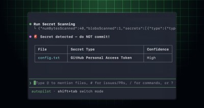 Secret scanning results surfaced in an MCP-enabled developer workflow