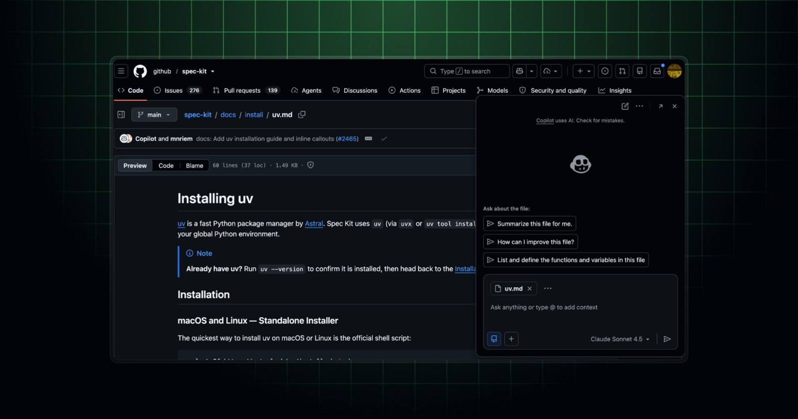 Ask questions in context with Copilot on web - GitHub Changelog