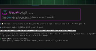 Copilot CLI using Copilot Memory to store a personal preference
