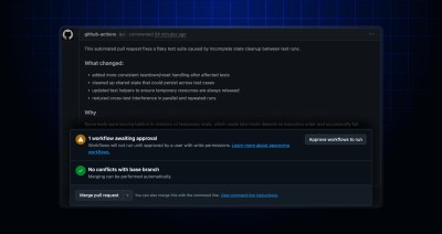 GitHub pull request created by a bot awaiting approval to run CI/CD workflows