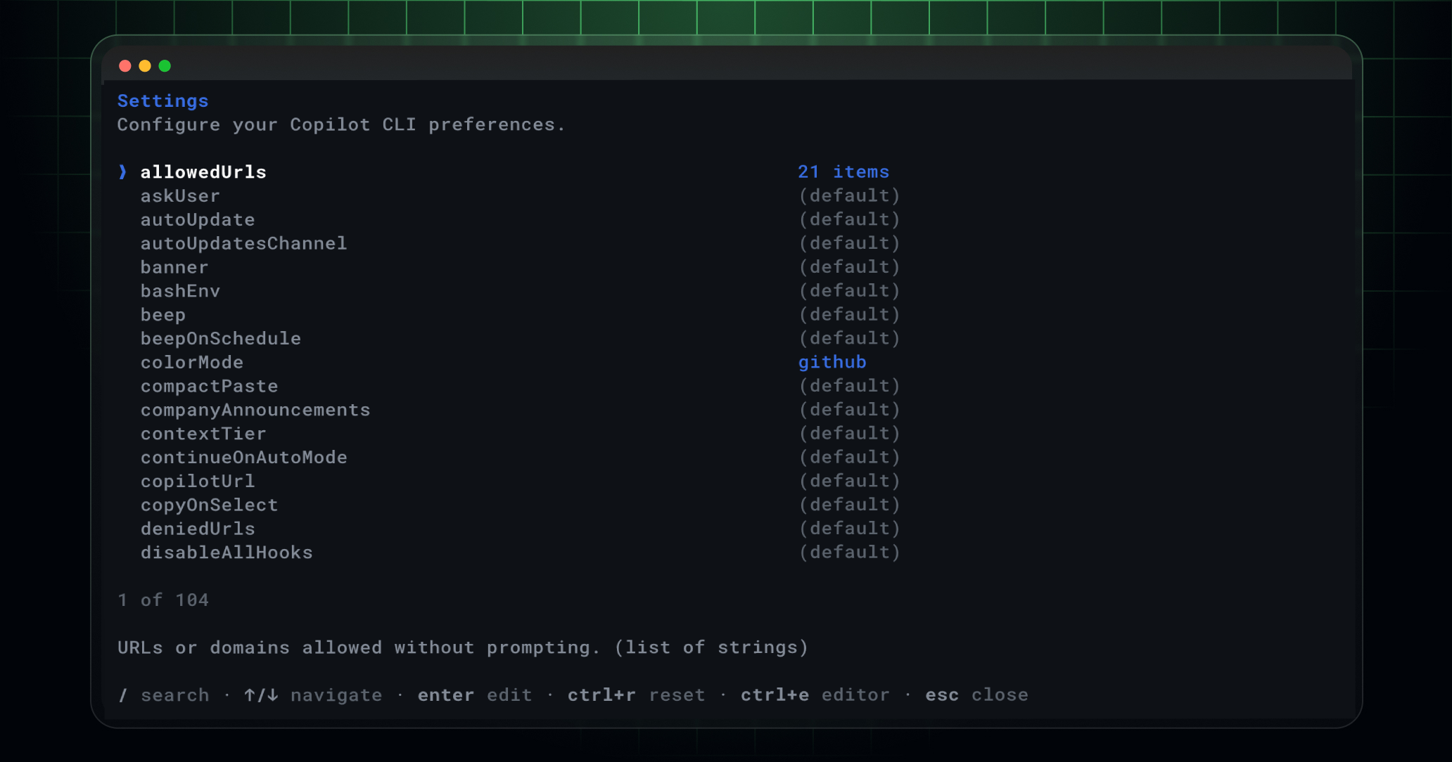 New settings experience in Copilot CLI