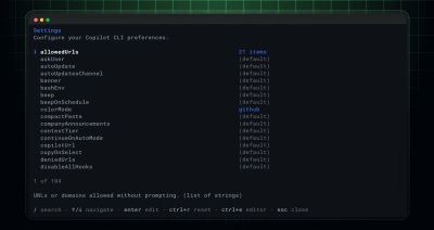 New settings experience in Copilot CLI