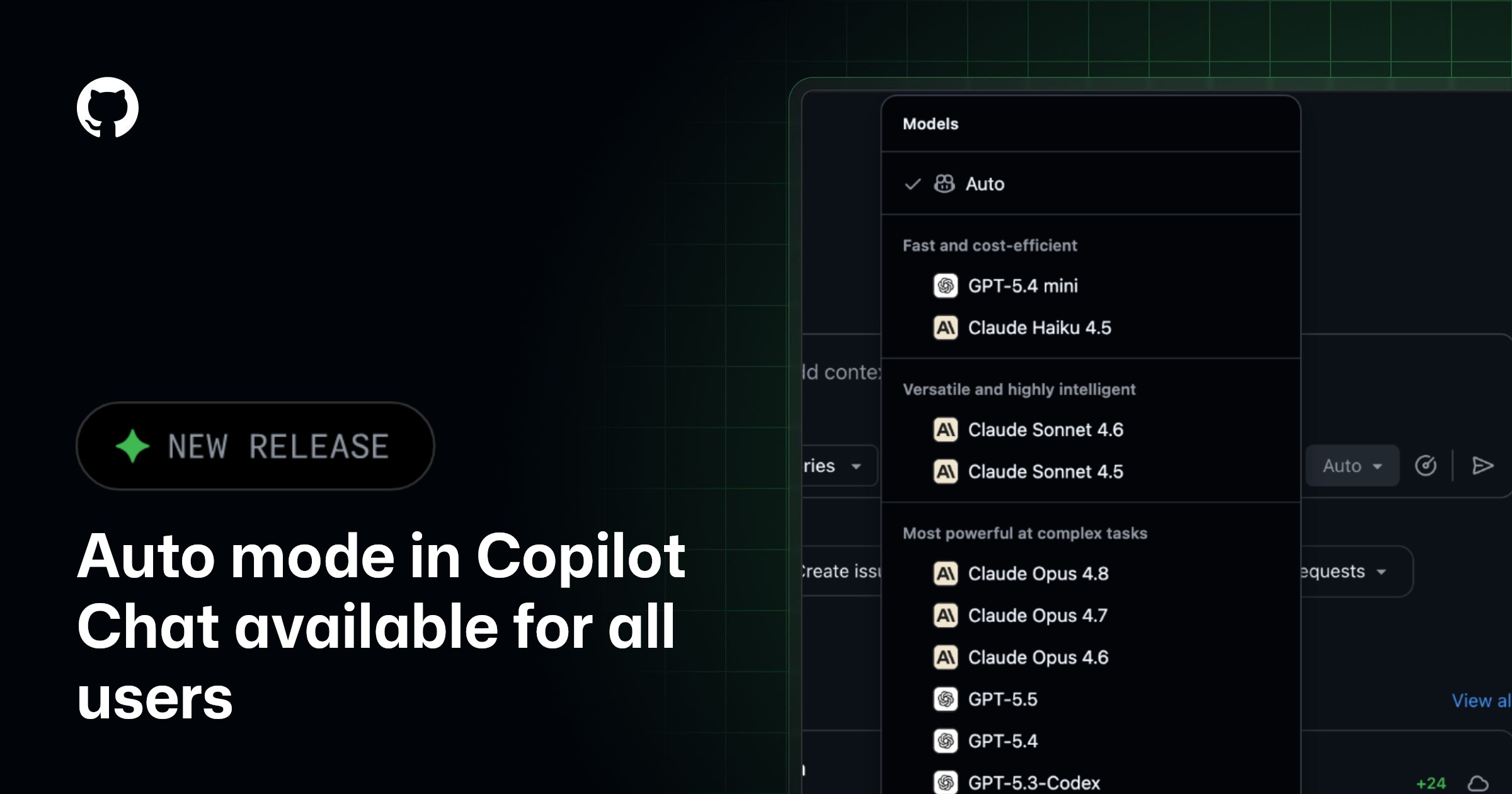 Auto mode in Copilot Chat available for all users