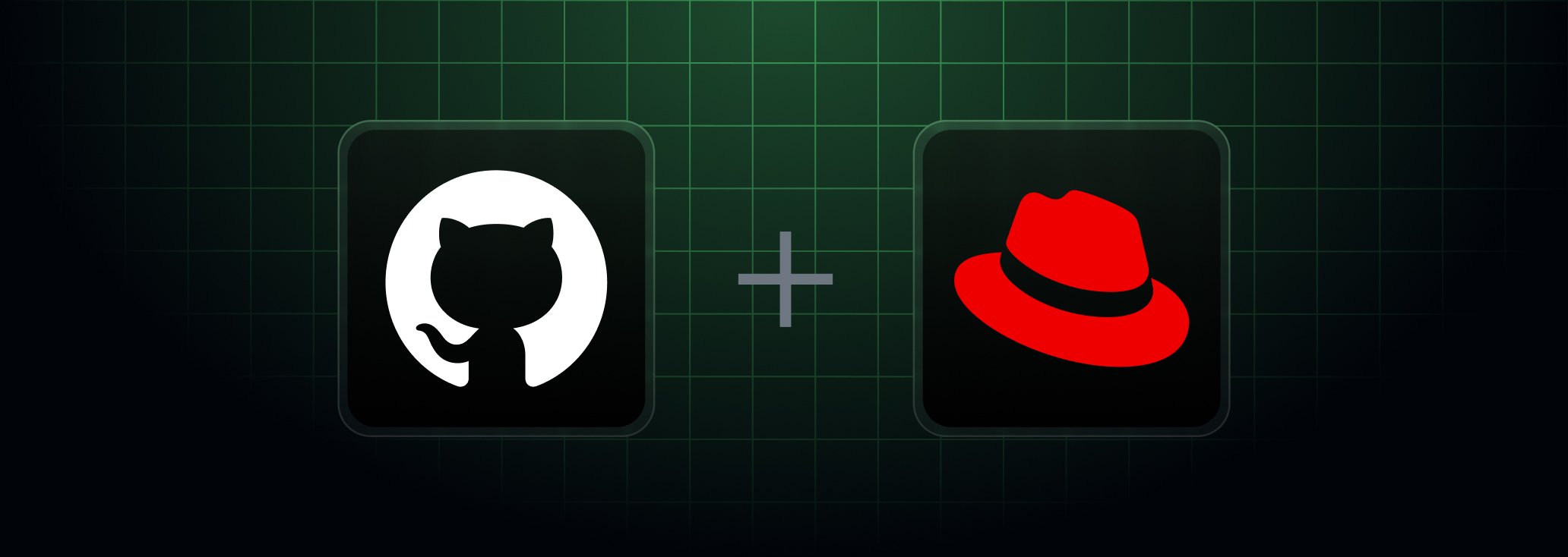 GitHub and Red Hat logos representing RHEL images for GitHub-hosted larger runners