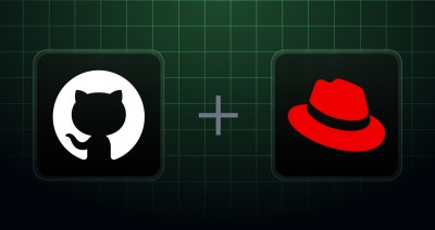 GitHub and Red Hat logos representing RHEL images for GitHub-hosted larger runners