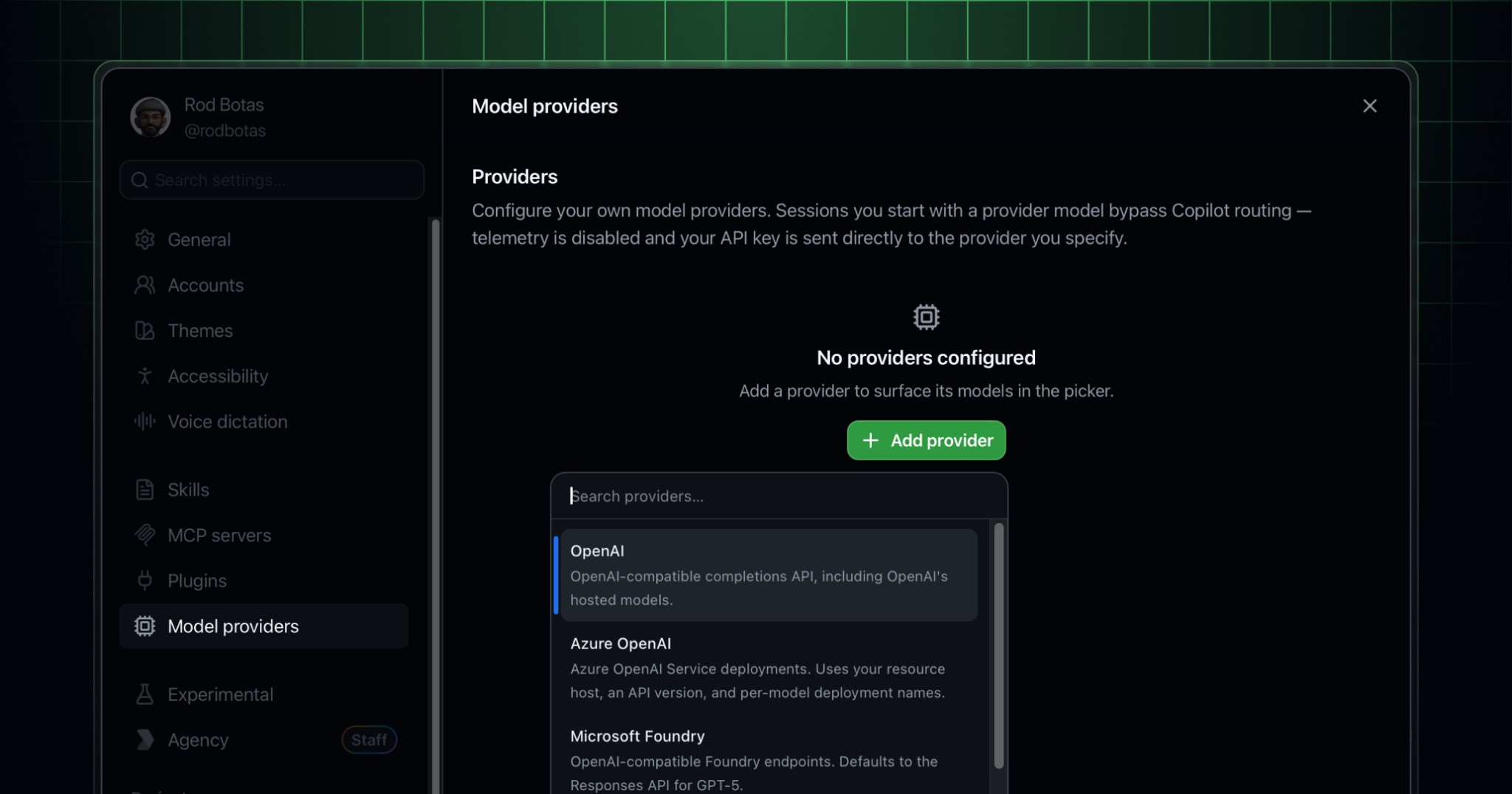 GitHub Copilot app support for BYOK - GitHub Changelog