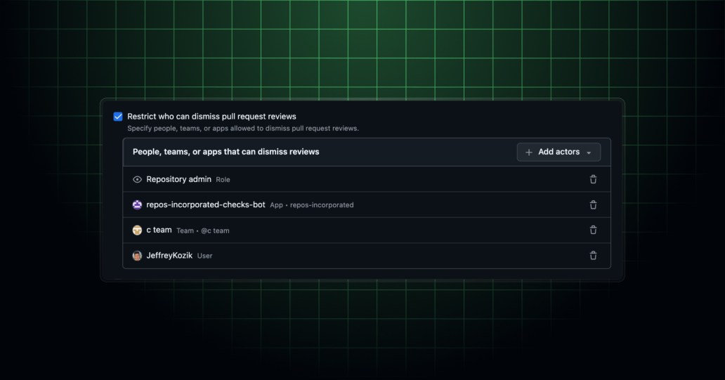 Restrict who can dismiss reviews in rulesets - GitHub Changelog