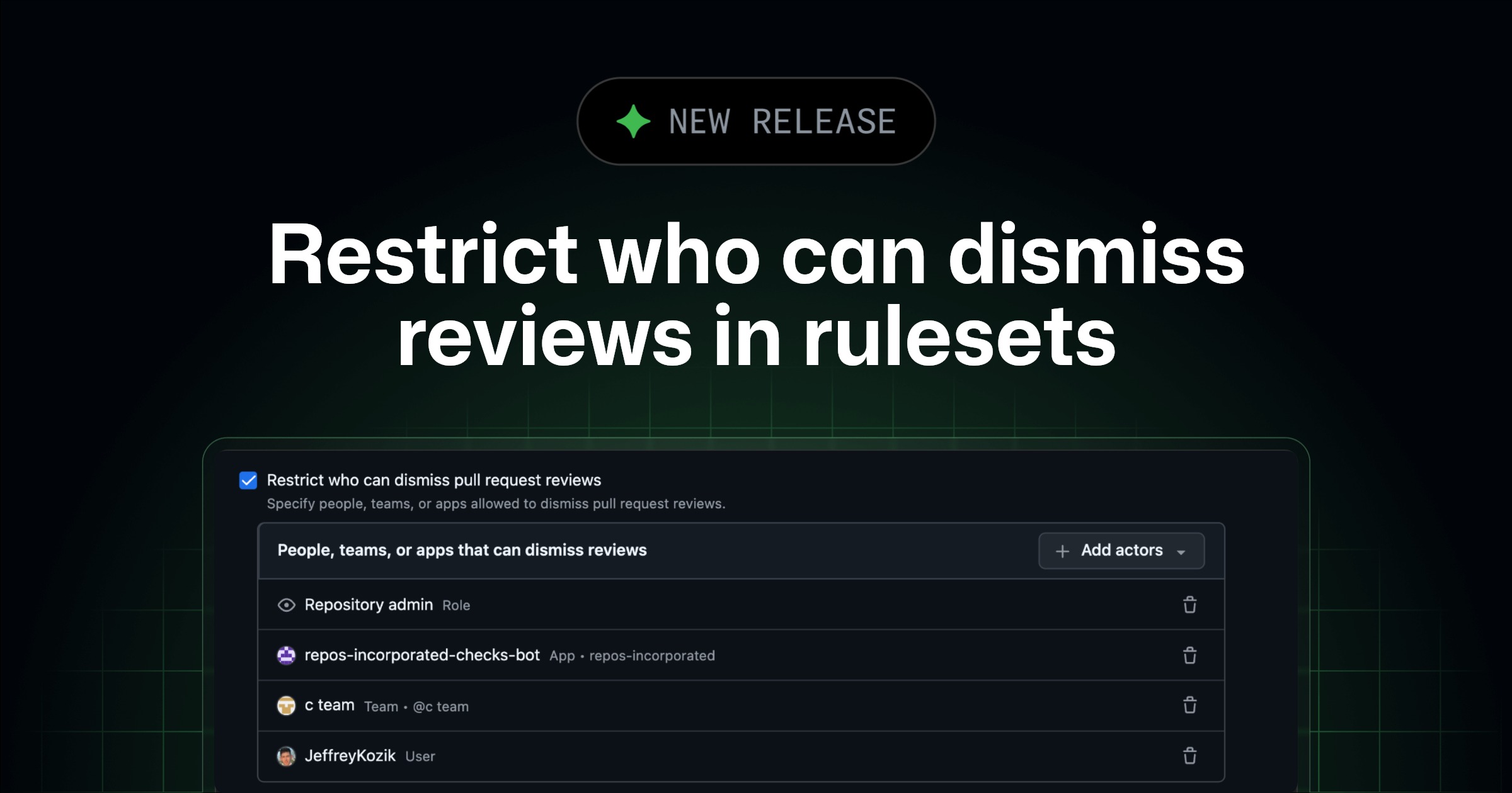 Restrict who can dismiss reviews in rulesets