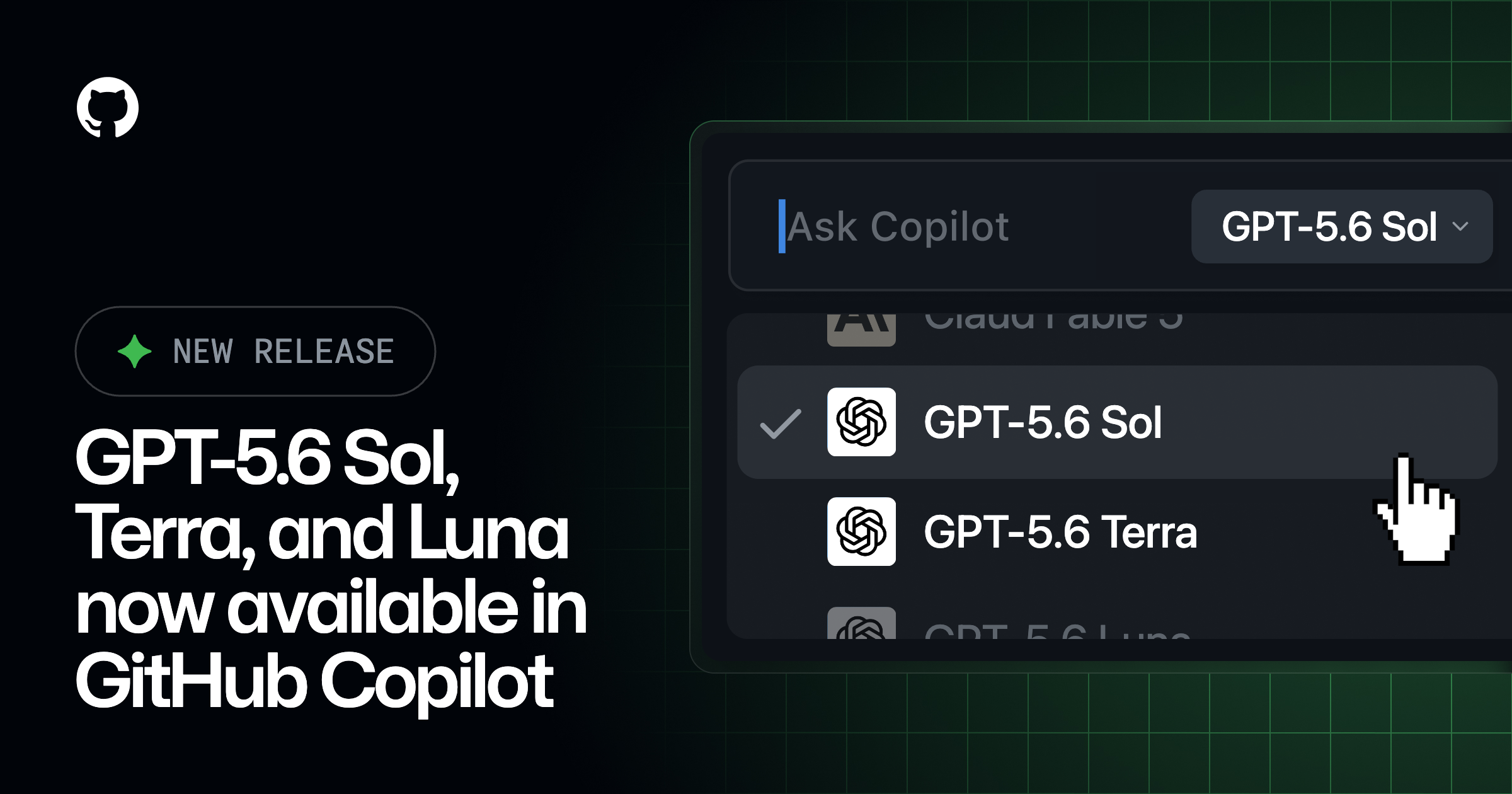 OpenAI’s GPT-5.6 Sol, Terra, and Luna are now available in GitHub Copilot