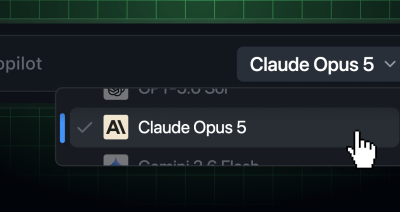 The Copilot model picker showing Claude Opus 5