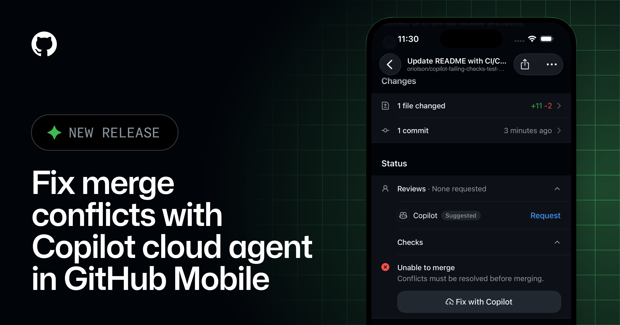 GitHub Mobile: Fix merge conflicts with Copilot cloud agent
