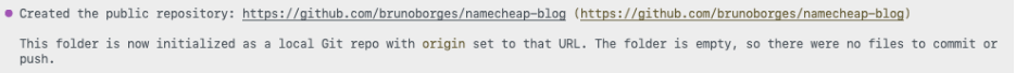 Screenshot showing the public repository has been created.