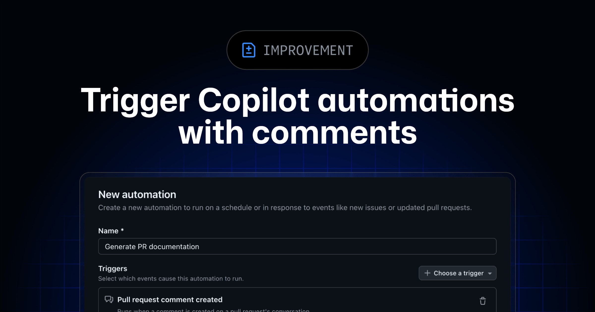 Trigger Copilot automations with comments