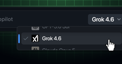 The Copilot model picker showing Grok 4.6