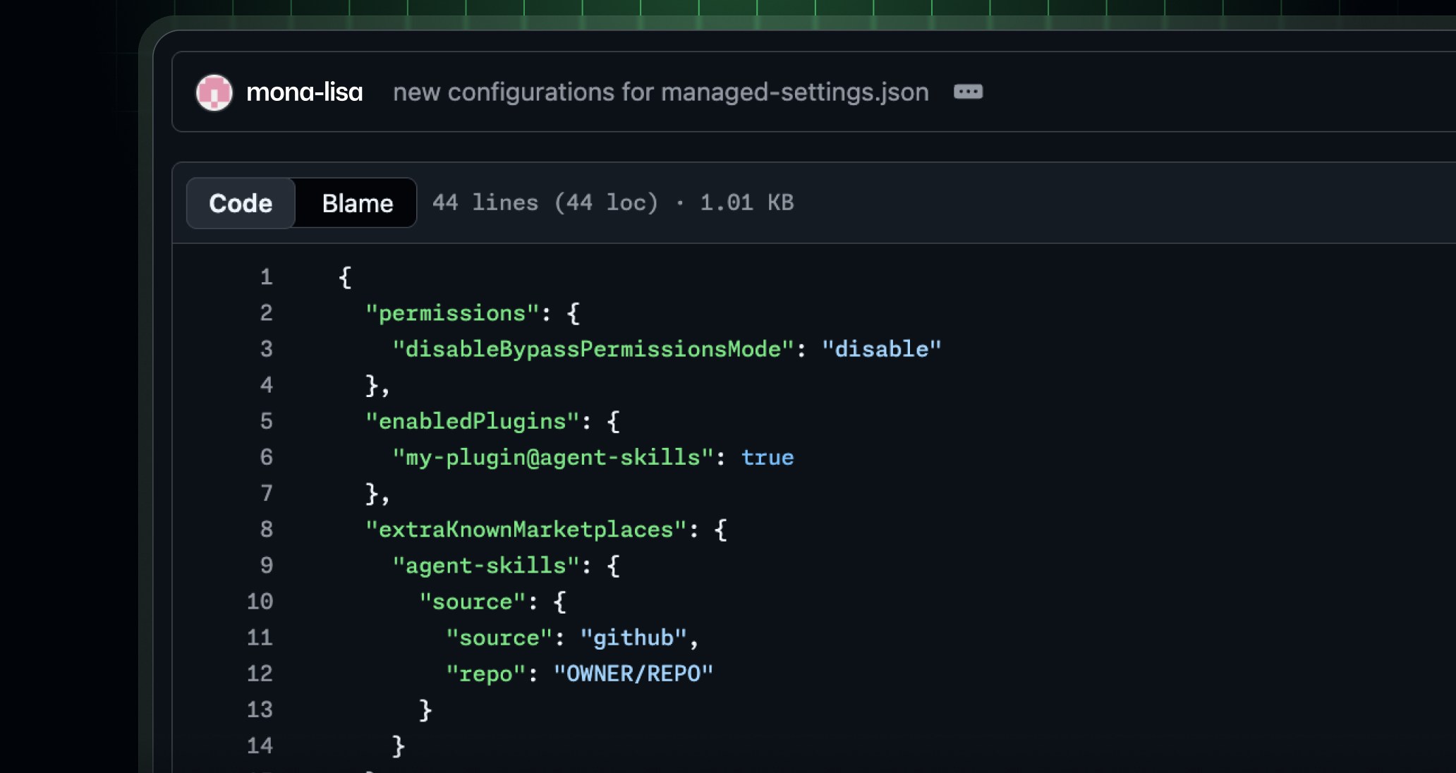 Enterprise managed settings managed-settings.json sample