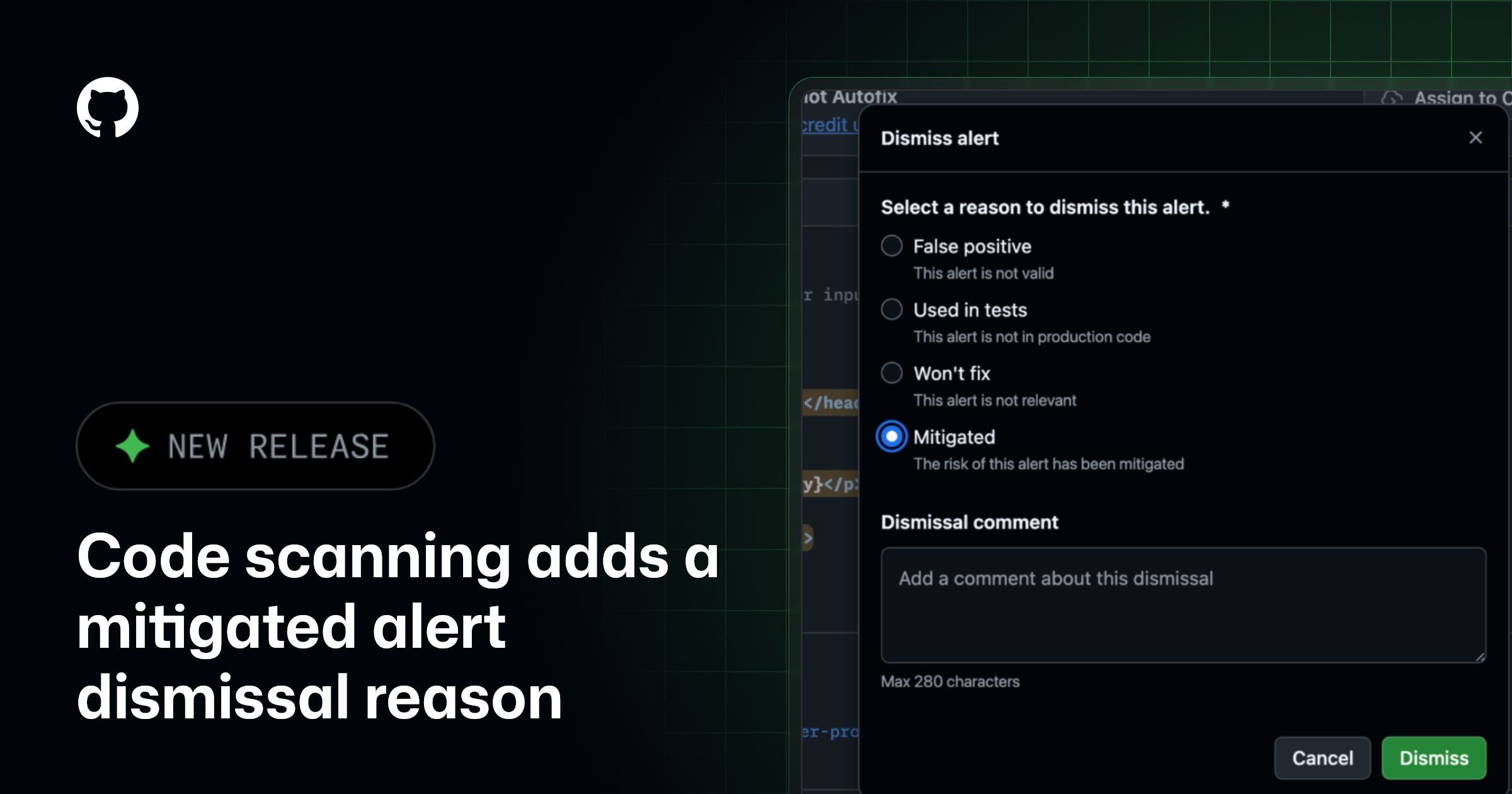 GitHub Adds Mitigated Alert Dismissal for Code Scanning