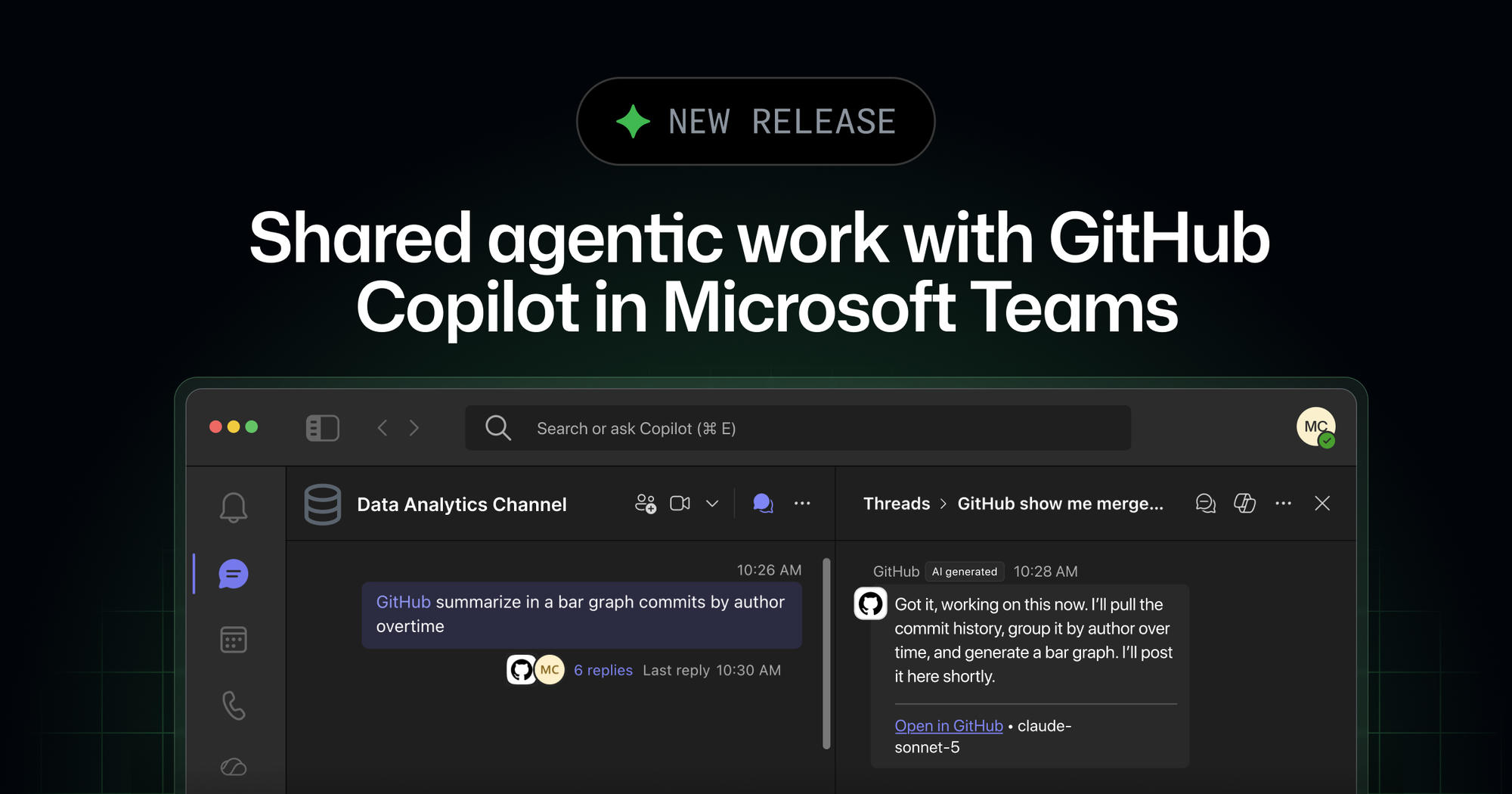 Shared agentic work with GitHub Copilot in Microsoft Teams