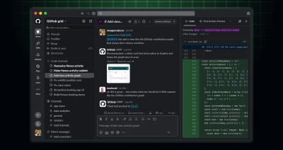 GitHub Copilot working with teammates in a Slack code channel to implement and review a code change