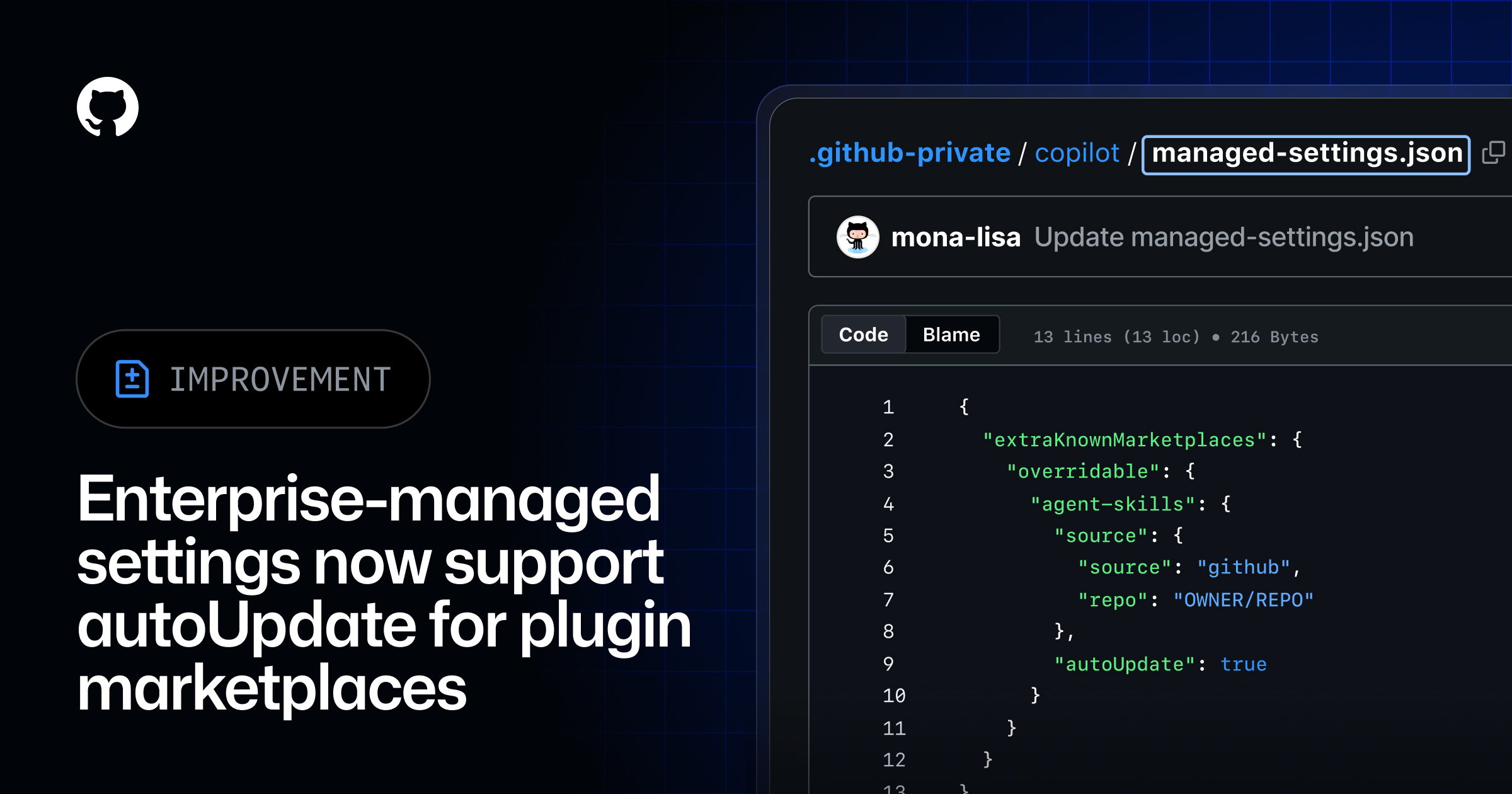 Enterprise-managed settings now support autoUpdate for plugin marketplaces