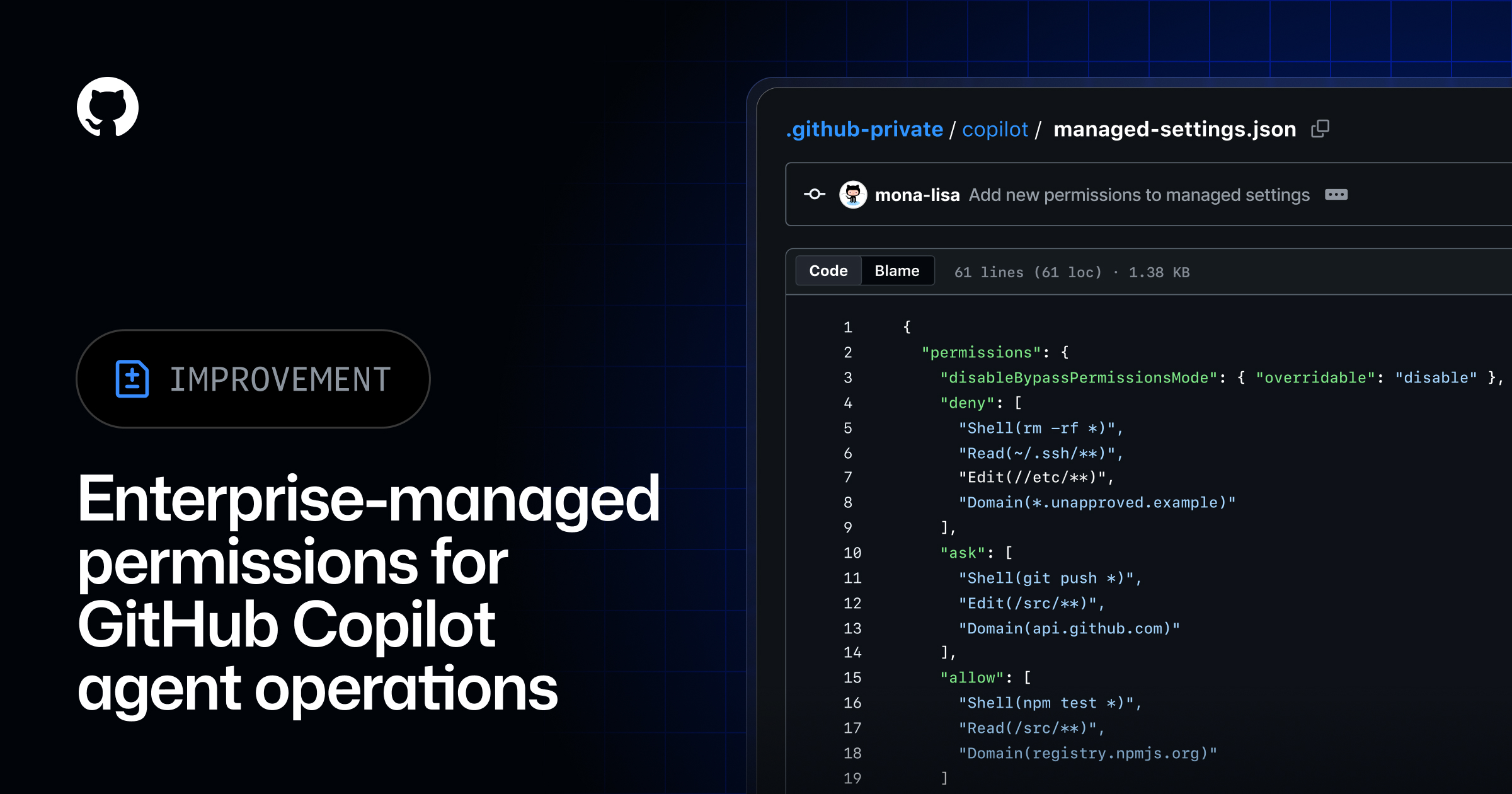 Enterprise managed permissions for GitHub Copilot agent operations