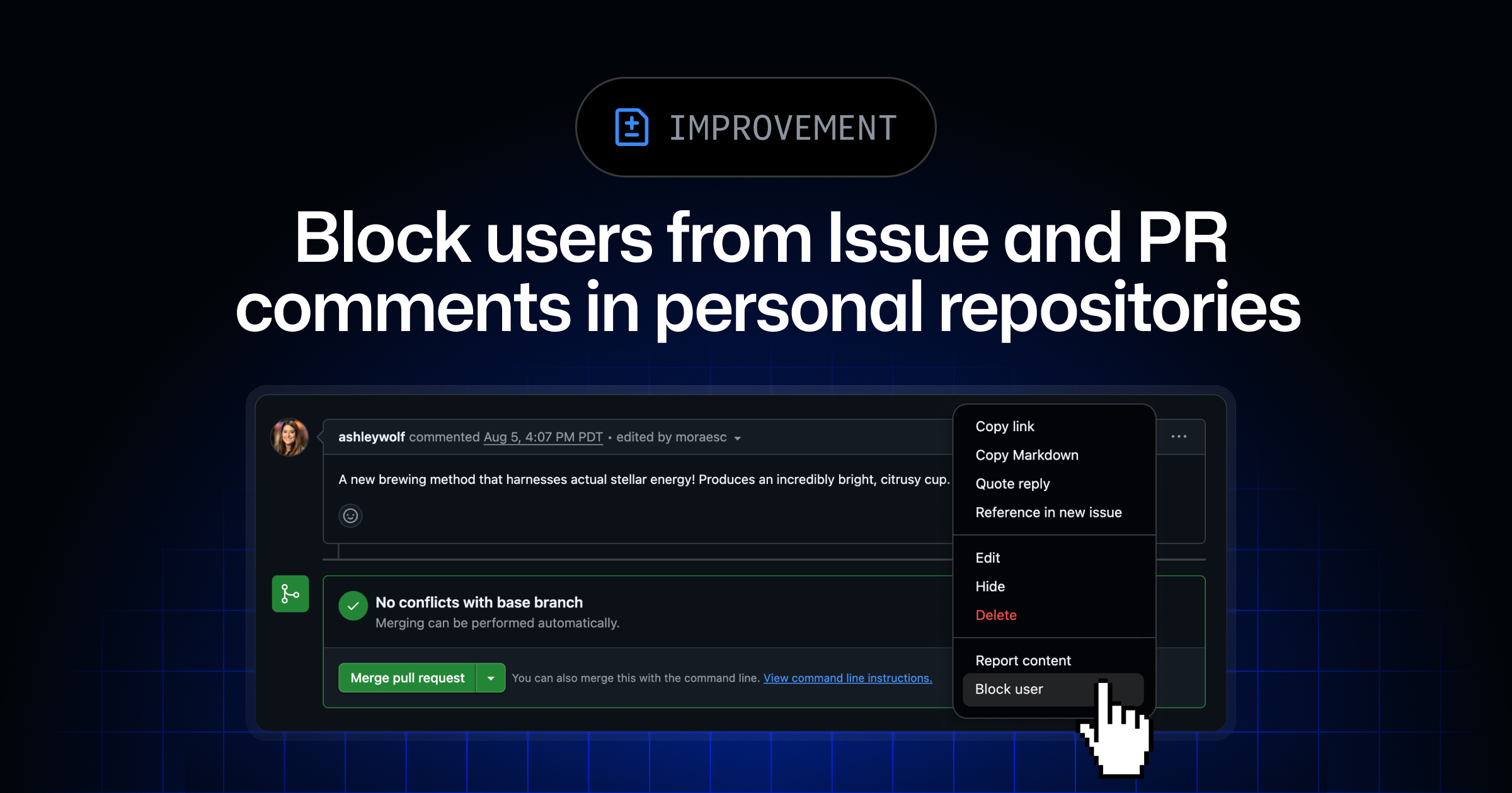 Block users from comments in personal repositories