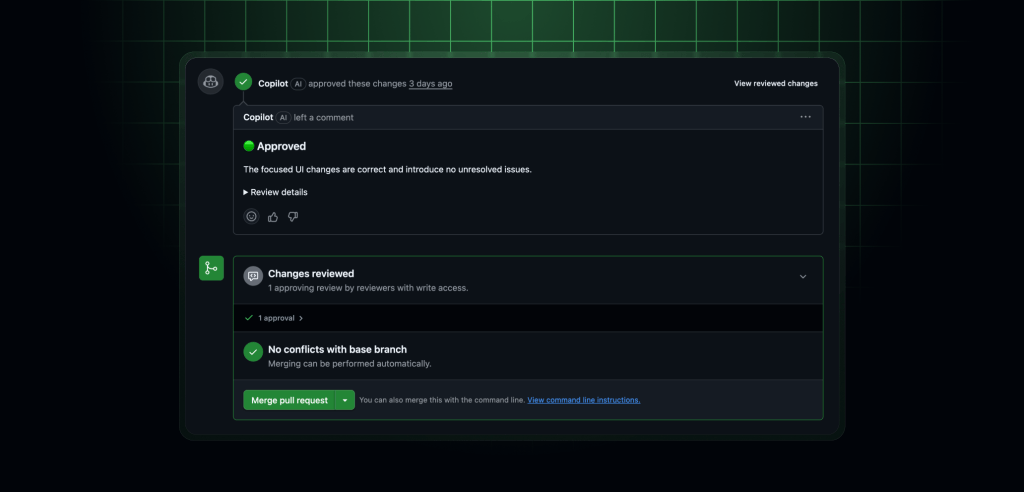 Copilot code review can now approve pull requests - GitHub Changelog