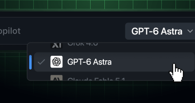 The Copilot model picker showing GPT-6 Astra selected
