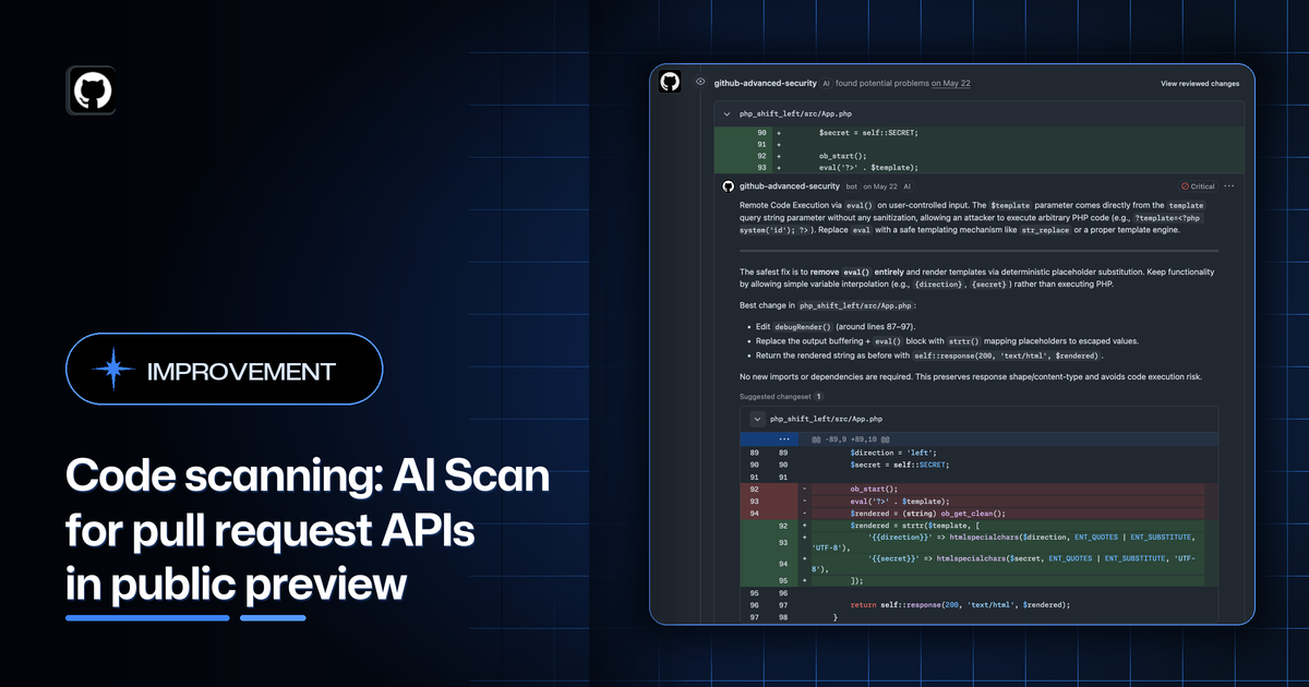 AI Scan for pull request APIs in public preview