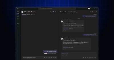 Slack thread where a user asks Copilot what model they are using and Copilot responds. The user then asks Copilot to switch to a different model, and Copilot sends a confirmation of switching to the new model