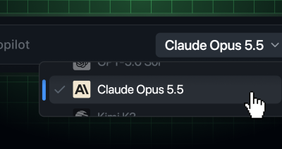 The Copilot model picker showing Claude Opus 5.5