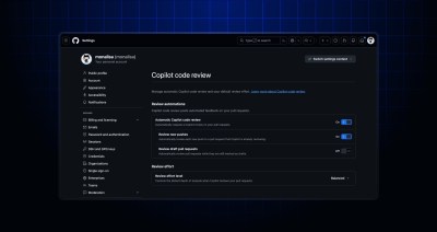 Screenshot depicting Copilot code review page in personal settings
