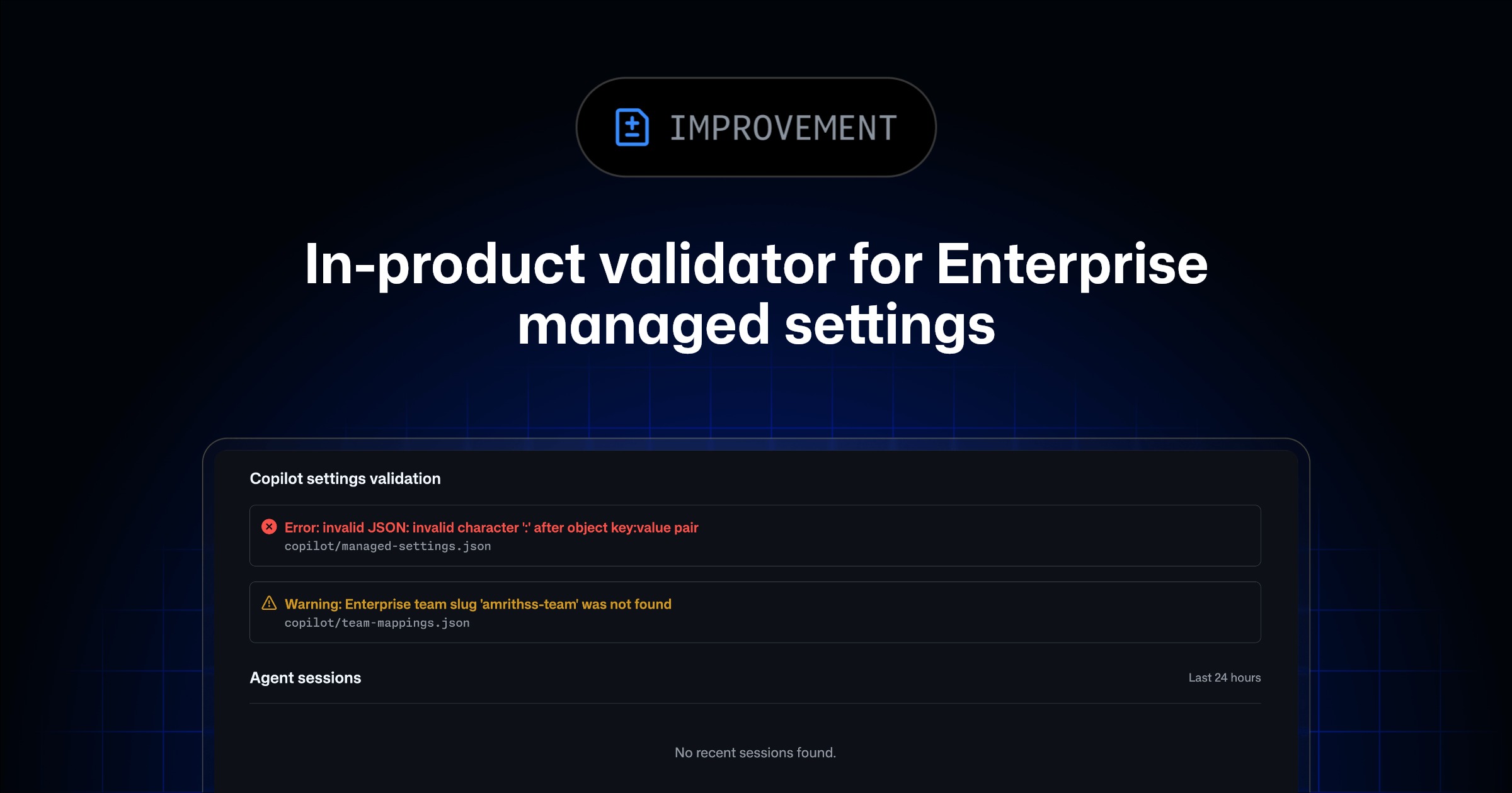 Enterprise managed settings in-product validator