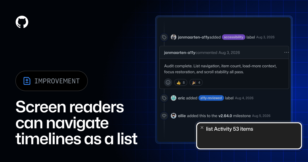 Screen Readers Can Navigate GitHub Timelines as Lists
