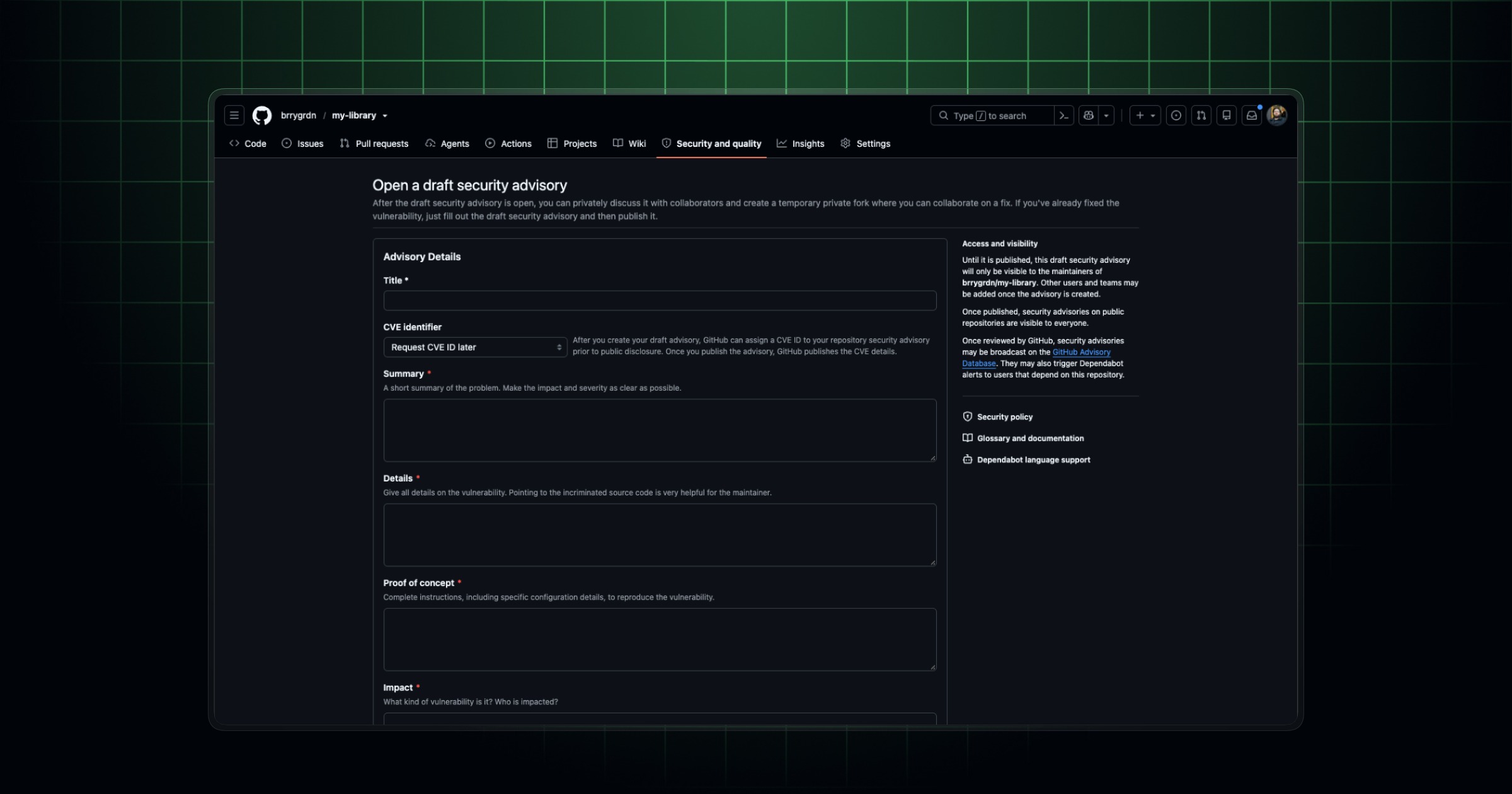 Structured forms for private vulnerability reports