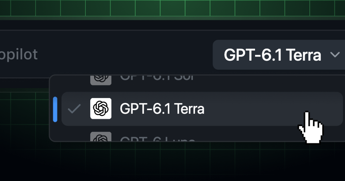 The GitHub Copilot model picker showing GPT-6.1 Terra as a selectable model