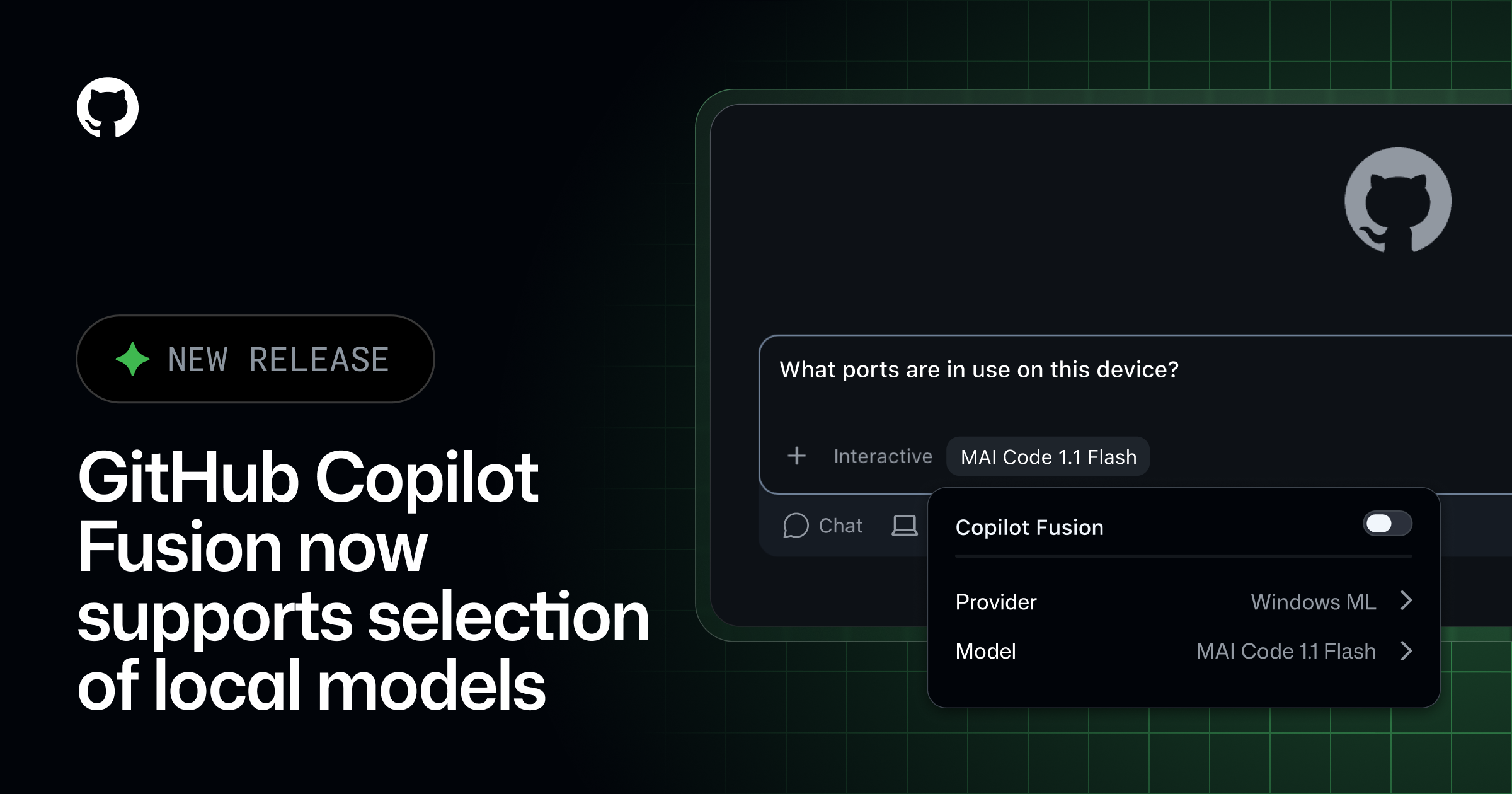 GitHub Copilot Fusion now supports selection of local models