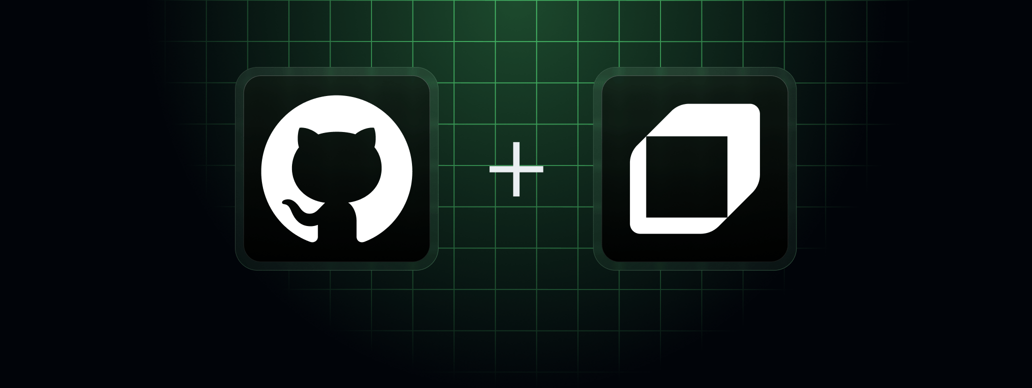 GitHub logo beside JetBrains logo on a green grid background